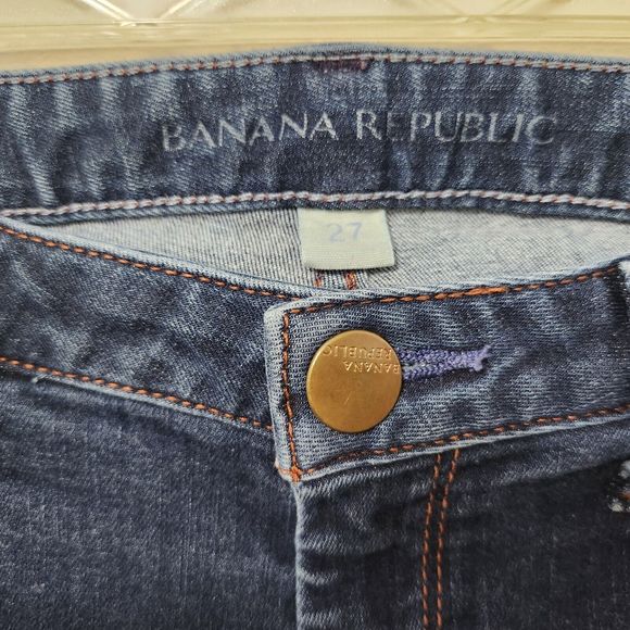 BANANA REPUBLIC Women's Blue Denim Skinny Jeans Mid Rise Size 27x31 - Picture 4 of 9